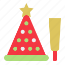christmas, confetti, ornament, party hat, xmas