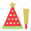 christmas, confetti, ornament, party hat, xmas 