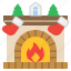 fireplace, fire, pine, stocking, socks, christmas, xmas, ornament, decoration 