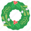 wreath, christmas, xmas, ornament, decoration, holly, mistletoe 