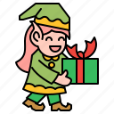 elf, girl, gifts, present, christmas, xmas