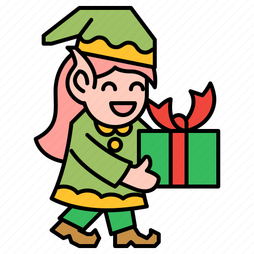 Elf, girl, gifts, present, christmas, xmas icon - Download on Iconfinder