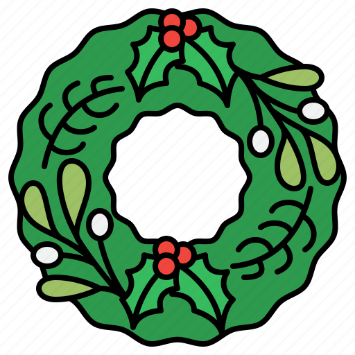Wreath, christmas, xmas, ornament, decoration, holly, mistletoe icon - Download on Iconfinder