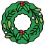 wreath, christmas, xmas, ornament, decoration, holly, mistletoe 