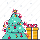 christmas tree, decoration, gift box, present 