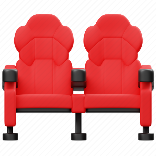 Cinema, double, theater, furniture, entertainment, seats, chair 3D illustration - Download on Iconfinder