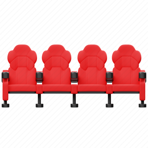 Cinema, group, seats, theater, movie, entertainment, chair 3D illustration - Download on Iconfinder