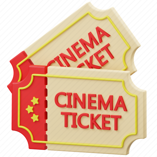 Cinema, ticket, movies, theater, movie, film, entertainment 3D illustration - Download on Iconfinder