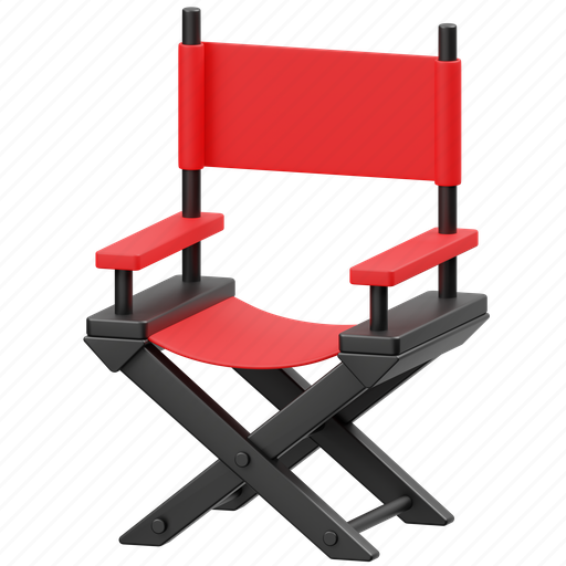 Director, chair, seat, furniture, movie, interior, cinema 3D illustration - Download on Iconfinder