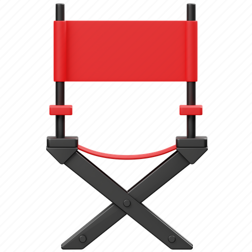 Director, chair, seat, interior, cinema, movie, furniture 3D illustration - Download on Iconfinder