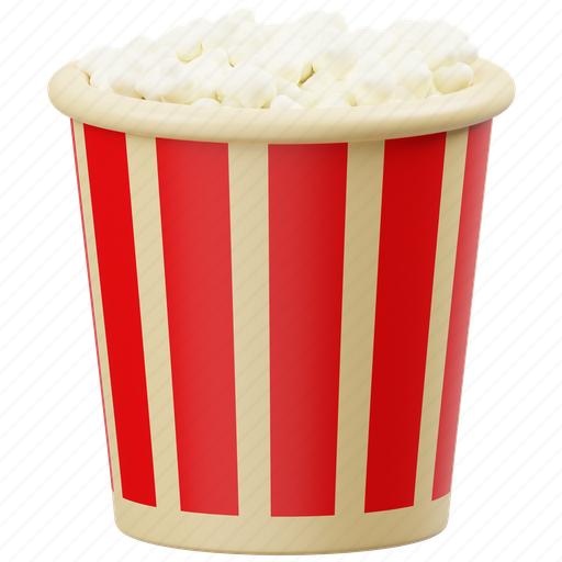 Popcorn, food, film, movie, cinema, product, snack 3D illustration - Download on Iconfinder