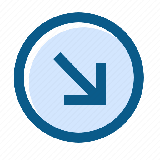 Arrow, circle, directions, down, filled, line, right icon - Download on Iconfinder