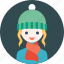 avatar, girl, hat, profile, scarf, winter, woman 