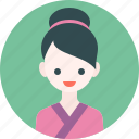 avatar, flower, girl, kimono, profile, woman