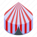 cartoon, circus, frame, isometric, party, retro, tent