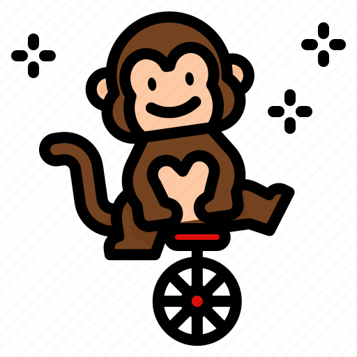 Monkey, circus, show, carnival, cartoon, cycling, animal icon - Download on Iconfinder