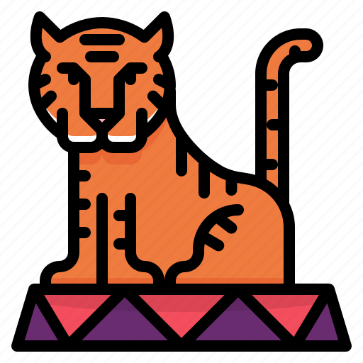 Tiger, show, circus, wild, animal, carnival, zoo icon - Download on Iconfinder