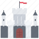 architecture, building, castle, flag, stronghold, wall