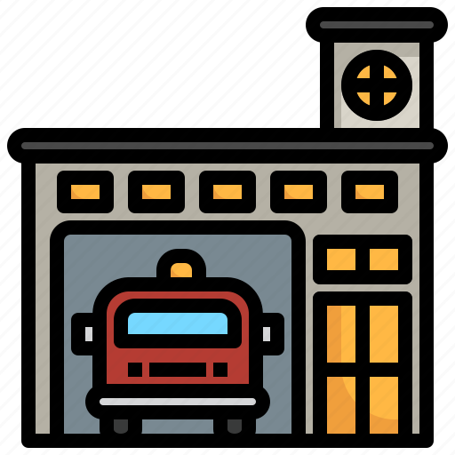 Fire, station, building, truck, architecture, fireman icon - Download on Iconfinder