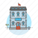 town, station, street, officer, city, holding, building, cell, police