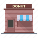 bakery building, donut shop, donut store, marketplace, outlet
