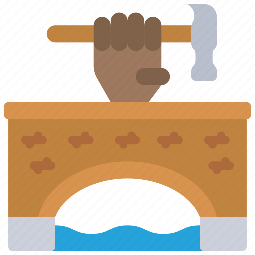 Bridge, construction, water, hand, hammer icon - Download on Iconfinder