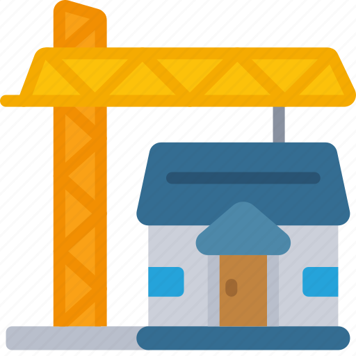 Crane, with, house, machinery, vehicle icon - Download on Iconfinder