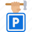 parking, construction, hammer, hand 