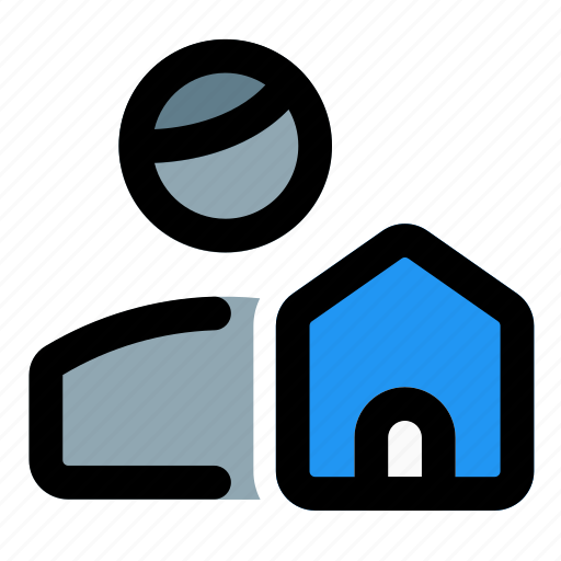Home, house, structure, single man icon - Download on Iconfinder
