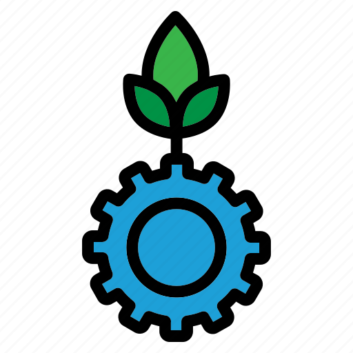 Sustainable, technology, energy, gear, green, leaf, power icon - Download on Iconfinder
