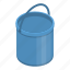 blue, bucket, cartoon, isometric, pail, plastic, water 