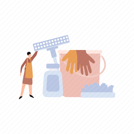 Cleaning, bucket, products, boy, standing icon - Download on Iconfinder