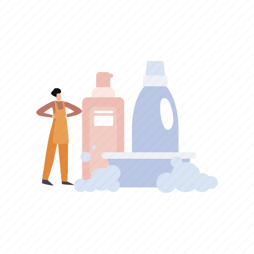 Cleaning, soap, detergent, boy, standing icon - Download on Iconfinder