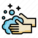 hand, bubble, wash, soap, cleaning icon