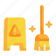 clean, label, warning, broom, cleaning icon 