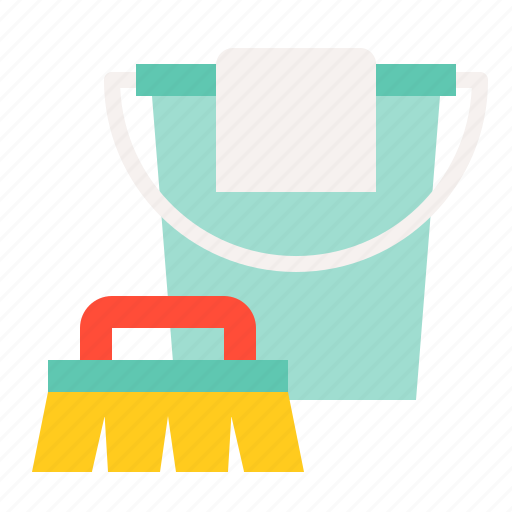 Brush, bucket, cleaning, cleaning equipment, equipment, housekeeping icon - Download on Iconfinder