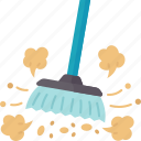 sweeping, floor, broom, cleaning, house