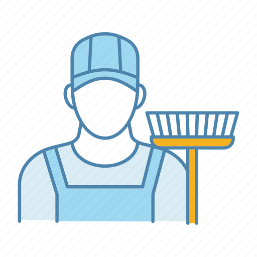 Cleaner, cleaning, janitor, occupation, profession, service, sweeper icon - Download on Iconfinder
