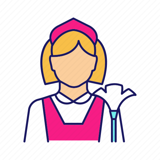Chambermaid, cleaner, cleaning, housekeeping, housemaid, maid, service icon - Download on Iconfinder