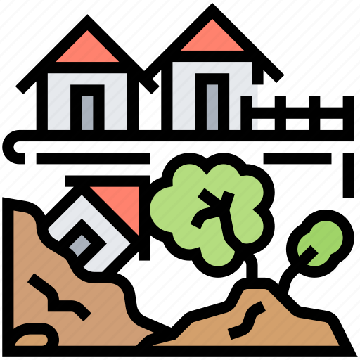 Landslide, house, destroy, natural, disaster icon - Download on Iconfinder