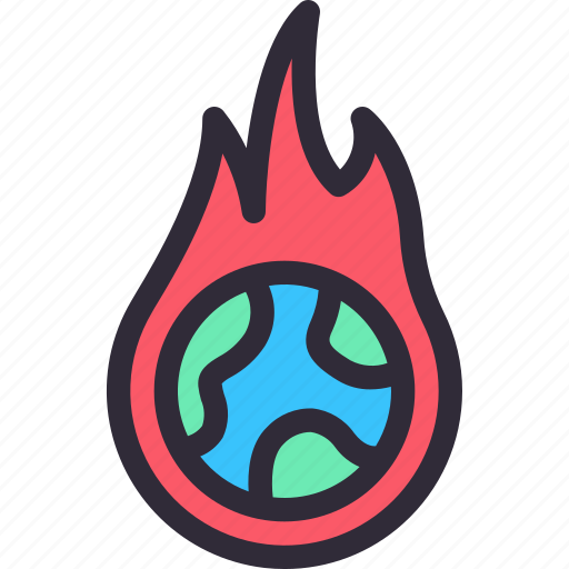 Global, warming, climate, fire, hot, earth icon - Download on Iconfinder