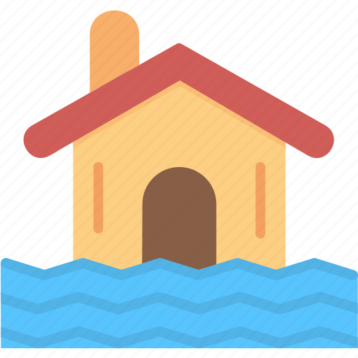 Flood, flooded, house, insurance, sea, level icon - Download on Iconfinder