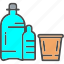 bottle, bottled, plastic, water, recycle, bin 