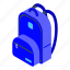 backpack, blue, cartoon, computer, fashion, isometric, school 