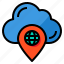cloud, computing, location, world, pin 
