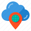 cloud, computing, location, world, pin
