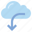arrow, cloud, data, download, storage, weather 