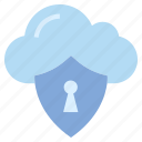 cloud, lock, protection, security, server, shield, storage