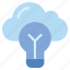 bulb, cloud, cloud solution, idea, light, server, storage 