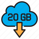 download, 20gb, online, computer, network, cloud, server